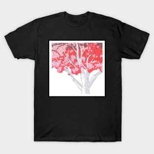 Red Tree Circle Design T-Shirt